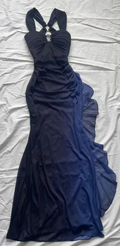 Ombre Traube Marineblau Chiffon Rückenfreies Abendkleid Langes Party Ballkleid Y7483