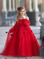 Vestidos de niña de las flores con vestido de princesa y flores en 3D