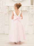 A-Linie Satin Tüll Knöchellanges Rosa Kleid (2003227111)