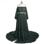 Vestido de maternidad de dos piezas con hombros descubiertos para playa, vestido de fotografía de manga larga, vestido para baby shower SY211203 