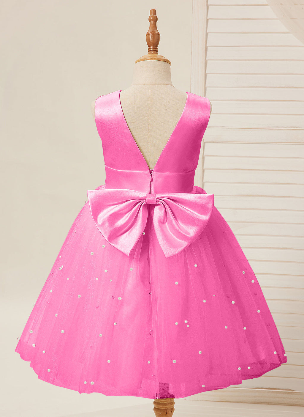 Duchesse-Linie/Princess-Linie Satin Tüll Knielang Blumenmädchenkleid 