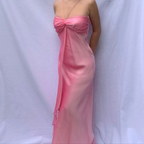 Vestido de fiesta largo de gasa rosa dulce sin tirantes, vestido formal de noche para fiesta Y7560