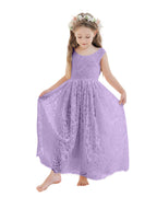 A-Linien-Spitze Knöchellanges Elfenbein Boho Blumenmädchenkleid 
