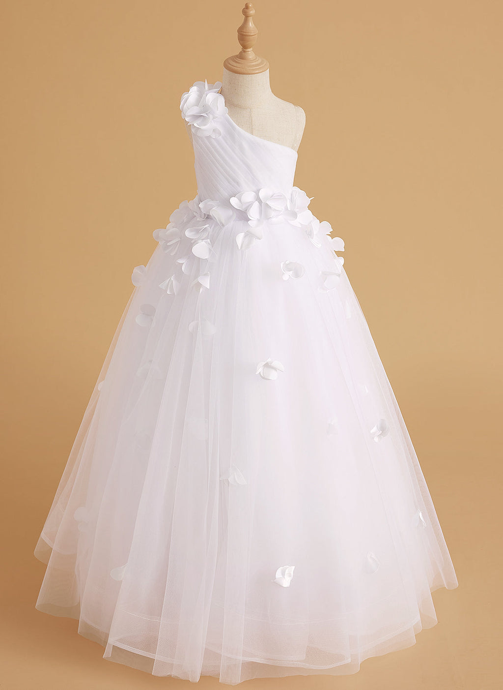Duchesse-Linie/Princess-Linie Tüll Bodenlang Blumenmädchenkleid 