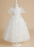 Ballkleid/Princess-Linie Tüll Wadenlang Weiß Baby Mädchen Kleid 