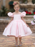 Duchesse-Linie/Princess-Linie Satin Knielang Blumenmädchenkleid 