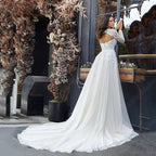 Wedding Dress A Line Removable Long Sleeve Bride Elegant Open Back Lace Bridal Gown Applique Tulle Vestido De Noiva-payinti