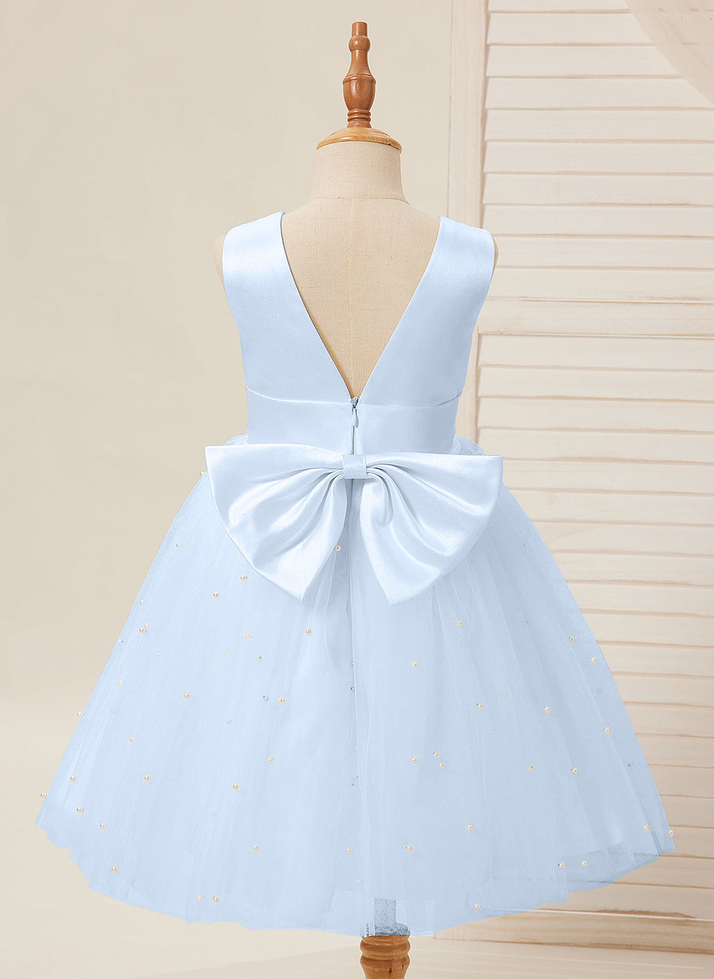 Duchesse-Linie/Princess-Linie Satin Tüll Knielang Blumenmädchenkleid 