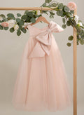 Vestido de tul con lazo grande y corte A hasta la rodilla para niña pequeña