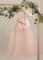 Vestido de tul con lazo grande y corte A hasta la rodilla para niña pequeña
