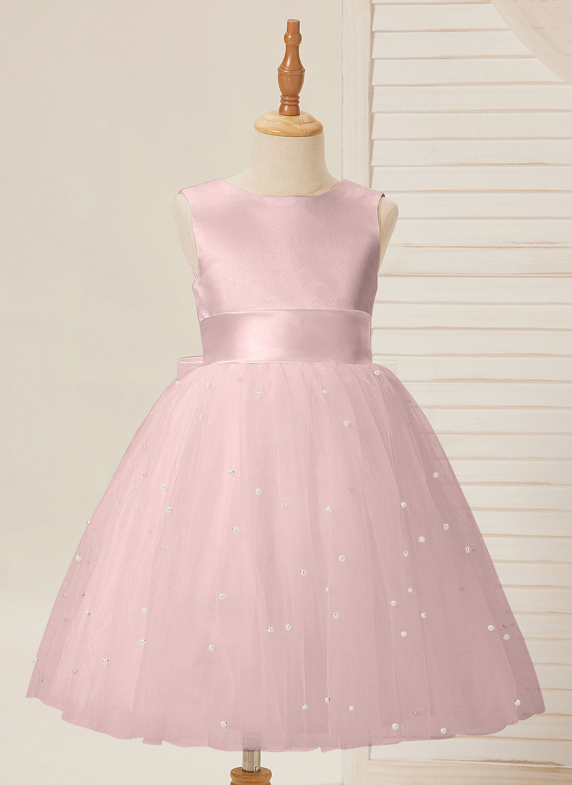 Duchesse-Linie/Princess-Linie Satin Tüll Knielang Blumenmädchenkleid 