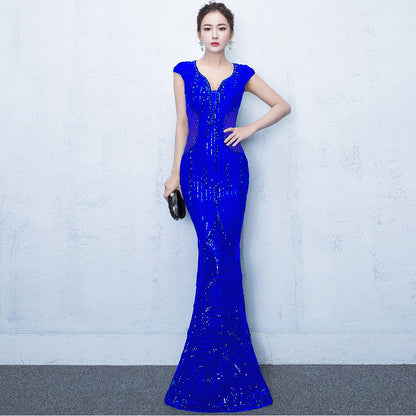 Banquet Evening Dress: Elegant Slim-Fit Fish Tail for Women, Perfect for Autumn/Winter Annual Meetings