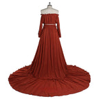 Zweiteiliges Umstandskleid mit langen Ärmeln und seitlichem Schlitz, Maxikleid aus Baumwolle, YEWEN SY211229 