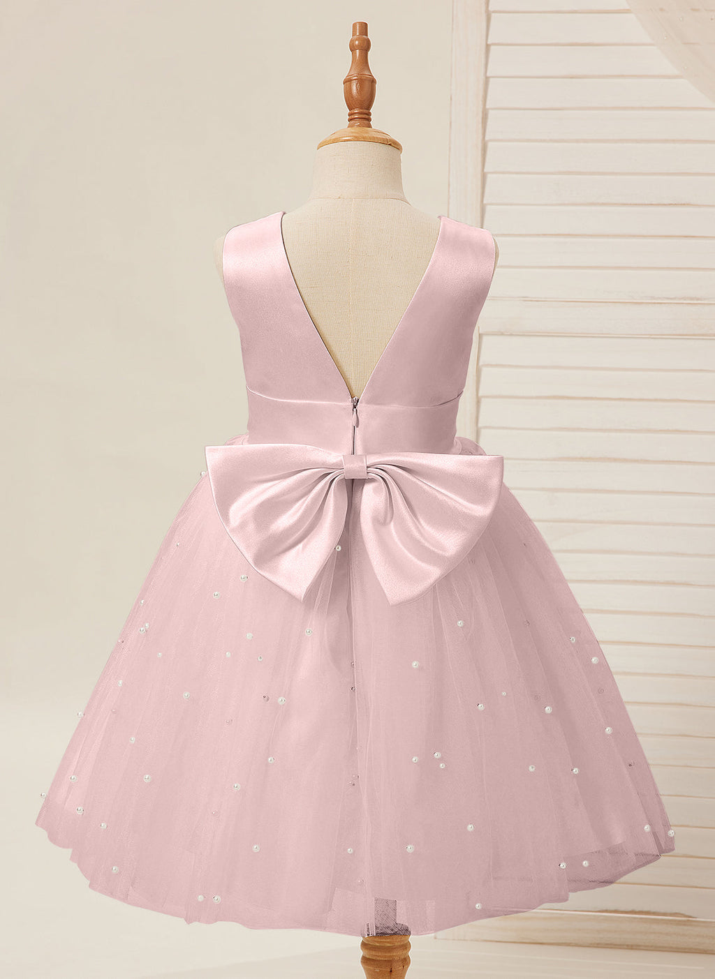 Duchesse-Linie/Princess-Linie Satin Tüll Knielang Blumenmädchenkleid 