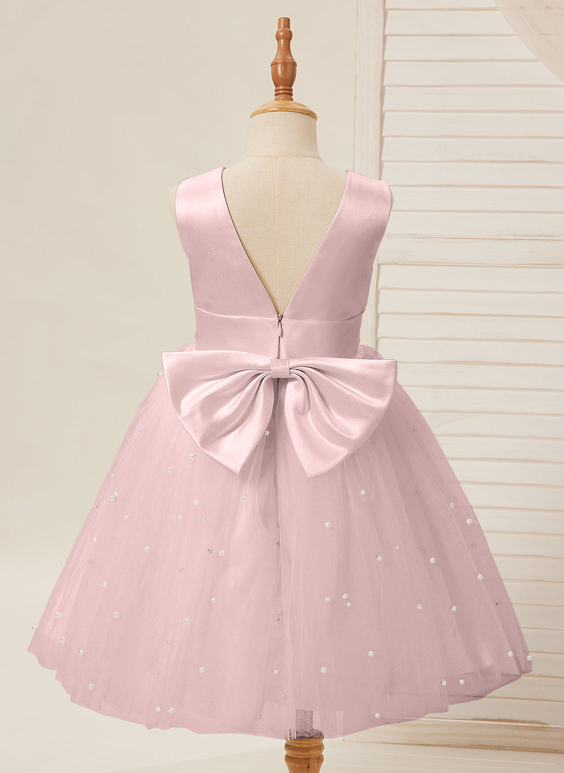 Duchesse-Linie/Princess-Linie Satin Tüll Knielang Blumenmädchenkleid 