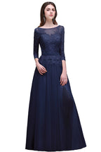 Champagnerfarbenes A-Linien-Abschlussballkleid mit Spitzenapplikationen