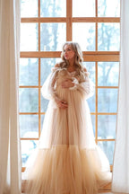 Umstandskleid mit Puffärmeln, Tüll-Robe SY040