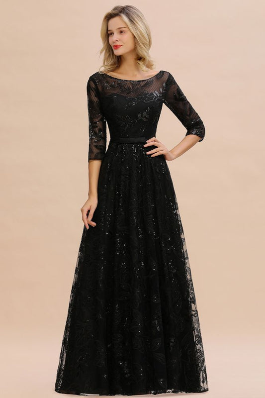 Charmantes schwarzes Halbarm Tüll Pailletten Abendkleid 20er Jahre Aline Ballkleid
