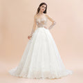 Vestido de novia con apliques de encaje floral encantador, precioso vestido de novia con cuentas blancas