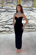 Encantadores vestidos de fiesta formales sin mangas de terciopelo con escote corazón y corte sirena