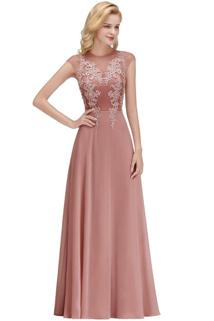 Vestido largo de noche con mangas cortas y encantador diseño de cuentas, estilo Aline, para dama de honor