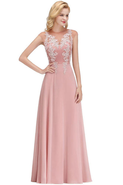 Vestido largo de noche con mangas cortas y encantador diseño de cuentas, estilo Aline, para dama de honor