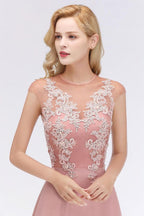 Vestido largo de noche con mangas cortas y encantador diseño de cuentas, estilo Aline, para dama de honor