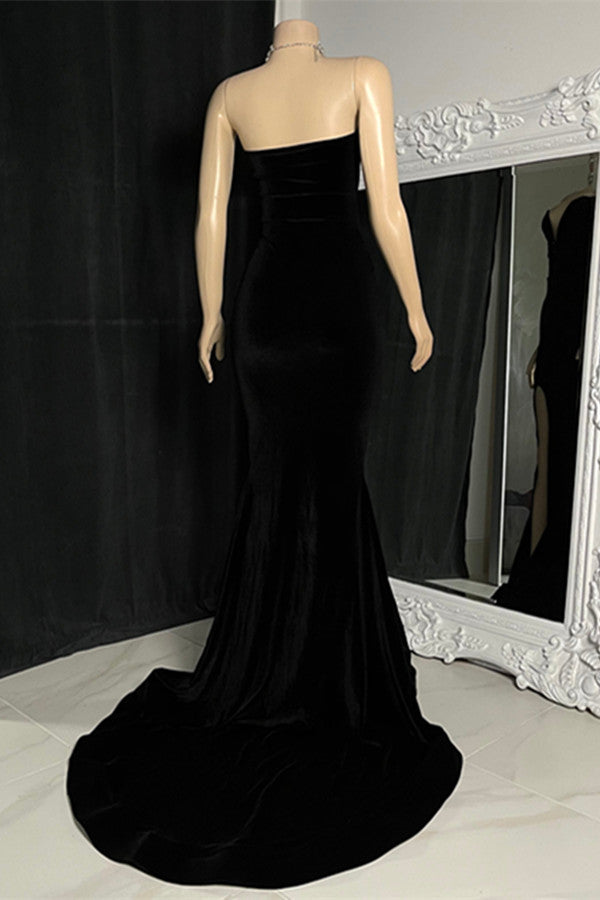 Charmantes ärmelloses Sweetheart-Ausschnitt-Ballkleid mit Schlitz vorne und langem Meerjungfrau-Abschlussballkleid