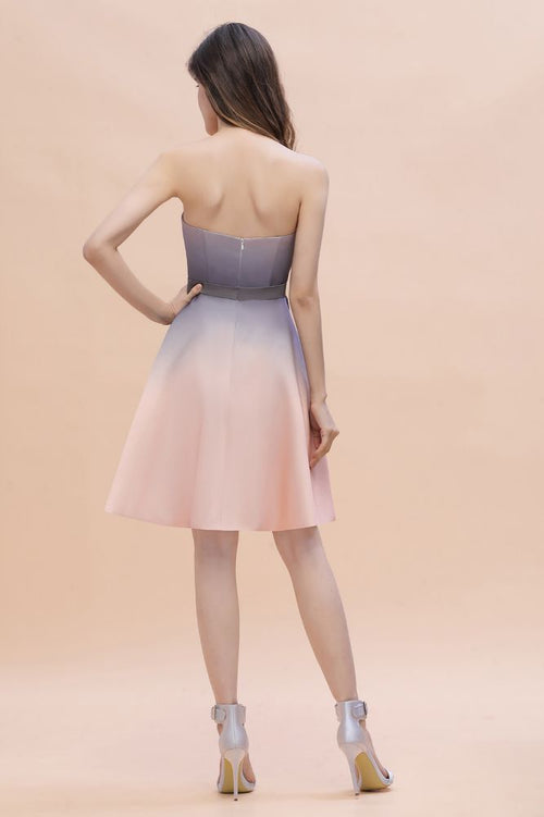 Vestido de fiesta corto con escote en forma de corazón y degradado