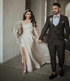 Vestido de fiesta elegante de corte A, sin mangas, con escote en forma de corazón y lentejuelas, con abertura