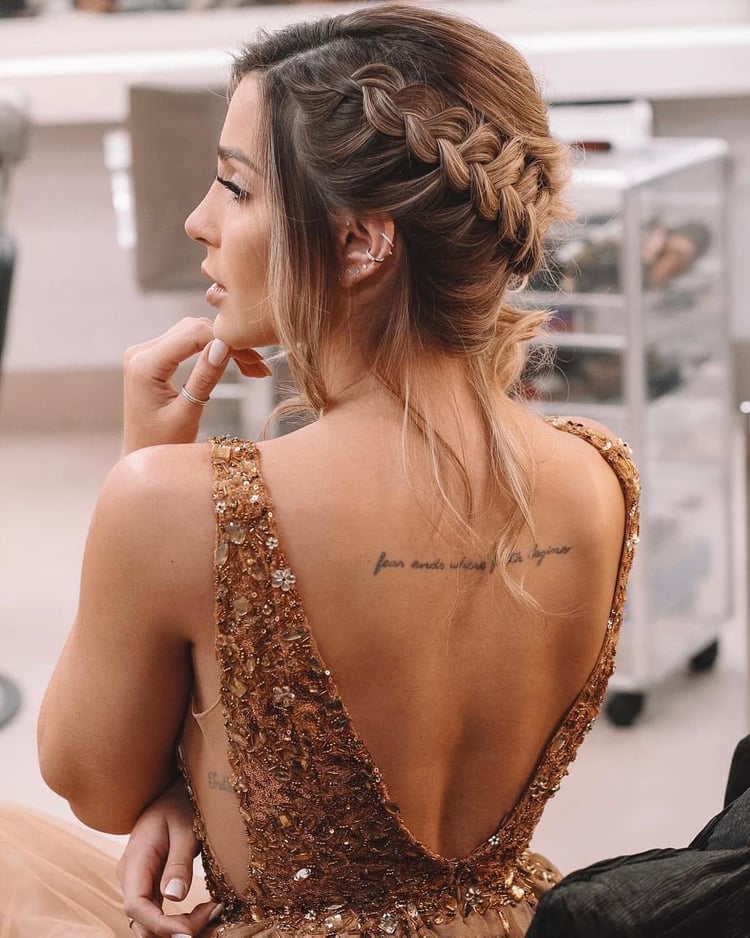 Chic Long A-line V-neck Beading Tulle Backless Prom Dress with Slit
