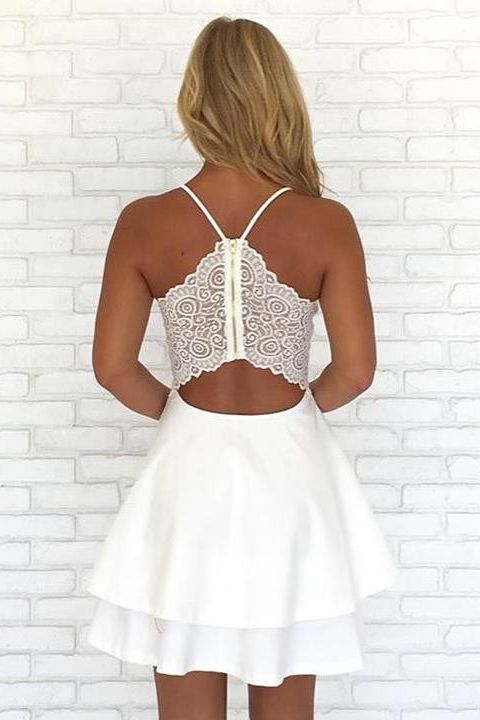 Vestido corto elegante de gasa con capas, escote en V y tirantes finos para el regreso a casa