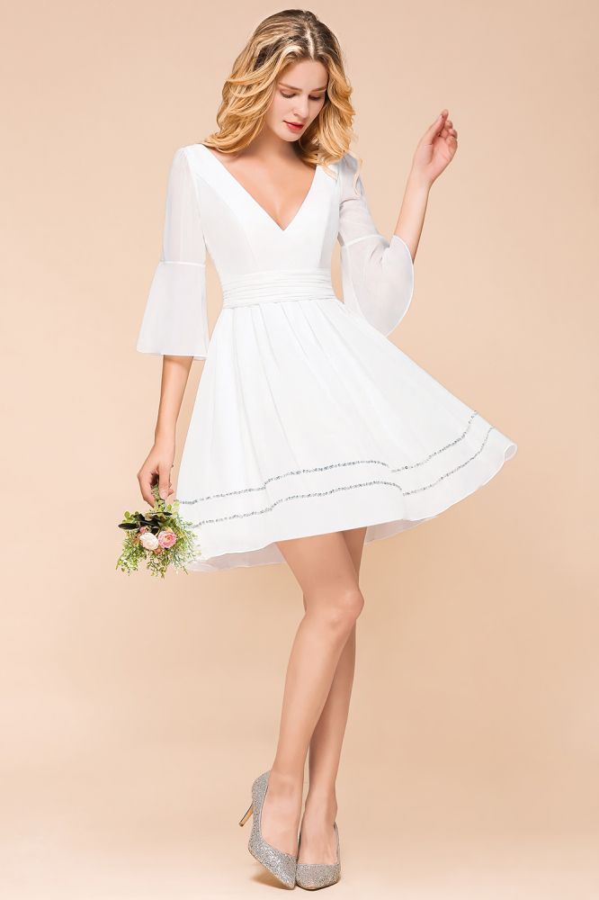 Vestido informal sencillo de gasa hasta la rodilla para dama de honor, para uso diario y playa