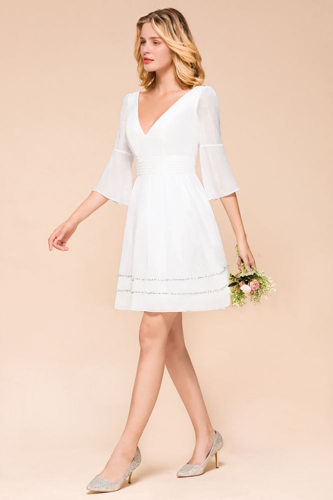 Vestido informal sencillo de gasa hasta la rodilla para dama de honor, para uso diario y playa