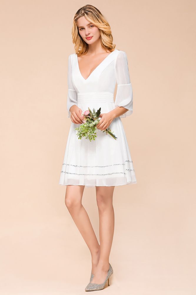 Chiffon Knielanges, einfaches Alltags- und Freizeitkleid, Strandkleid für Brautjungfern