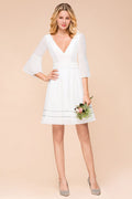 Chiffon Knielanges, einfaches Alltags- und Freizeitkleid, Strandkleid für Brautjungfern