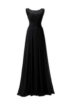 Vestido de fiesta largo de gasa con escote redondo y encaje para dama de honor, PG 204