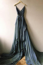 Vestidos de novia rústicos de gasa, vestido de novia playero con cola de corte WD475