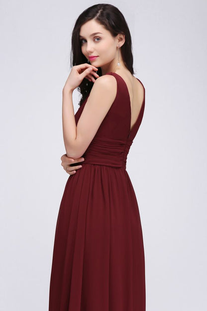Chiffon V-Neck Floor-length A-line Evening Dresses