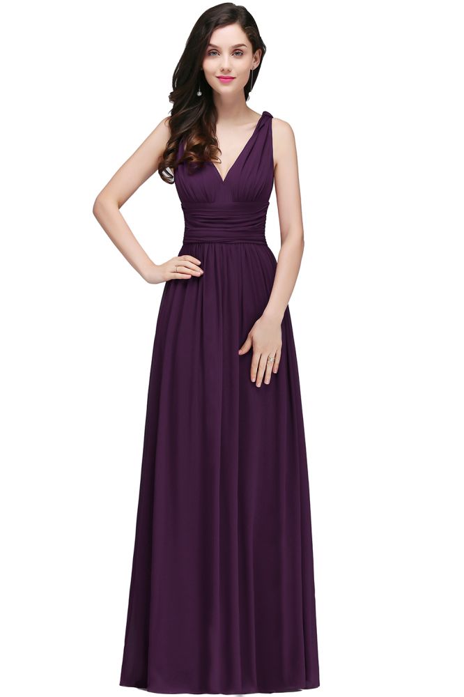 Chiffon V-Neck Floor-length A-line Evening Dresses
