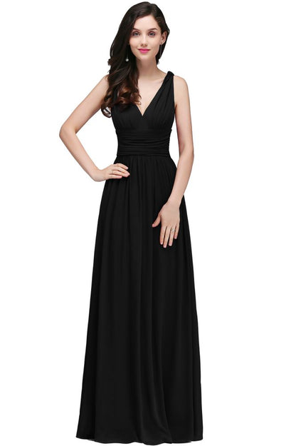 Chiffon V-Neck Floor-length A-line Evening Dresses