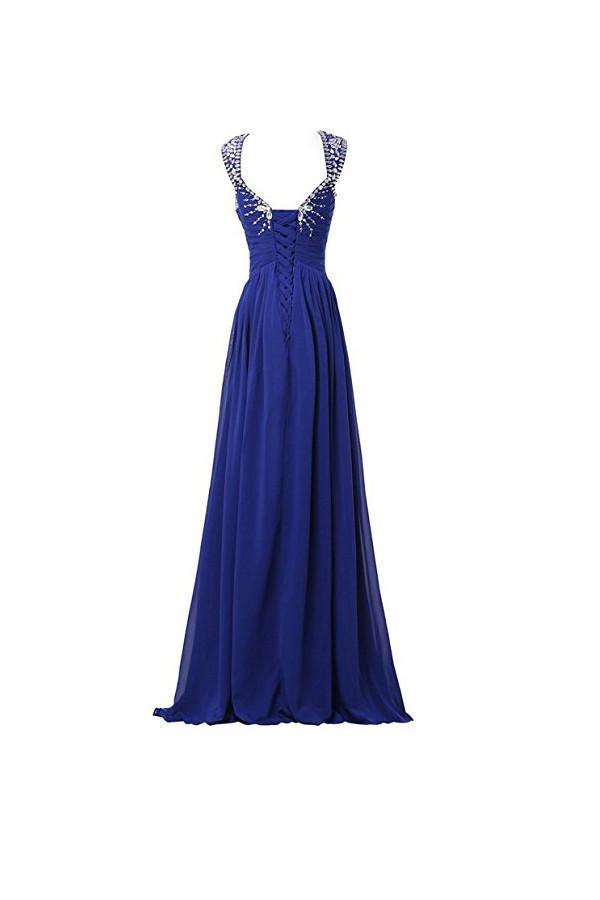 Vestidos largos de fiesta de gasa con escote en V para dama de honor PG268