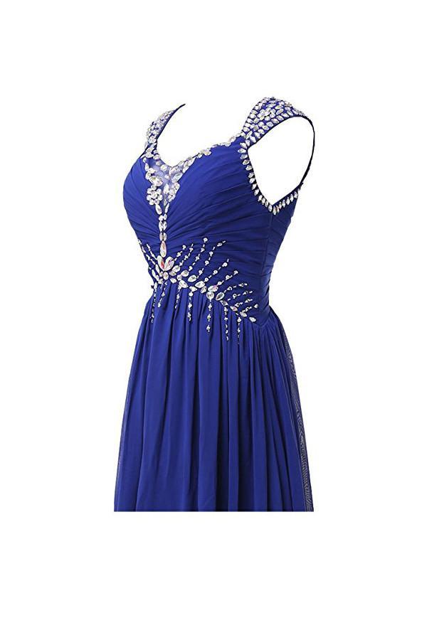 Vestidos largos de fiesta de gasa con escote en V para dama de honor PG268