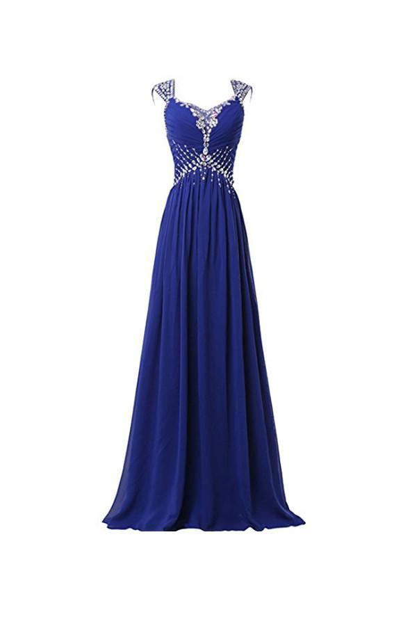 Vestidos largos de fiesta de gasa con escote en V para dama de honor PG268