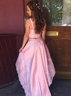 Vestido de fiesta clásico de dos piezas con corte A, alto y bajo