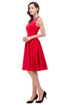 Vestidos de dama de honor rojos de corte A y longitud hasta la rodilla