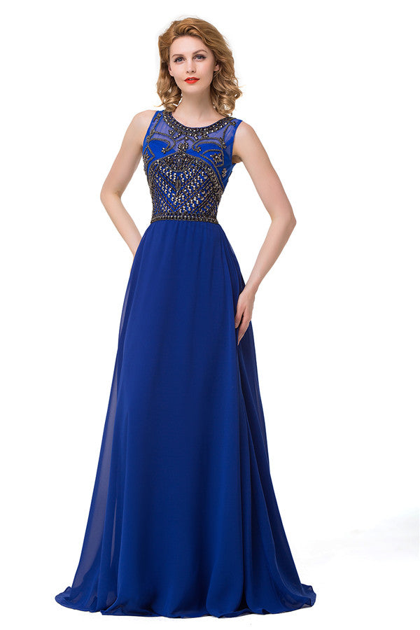 Vestidos formales de gasa con lentejuelas y corte A con largo de barrido