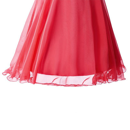 Vestido de fiesta de gasa con un solo hombro y corte en A con cristales