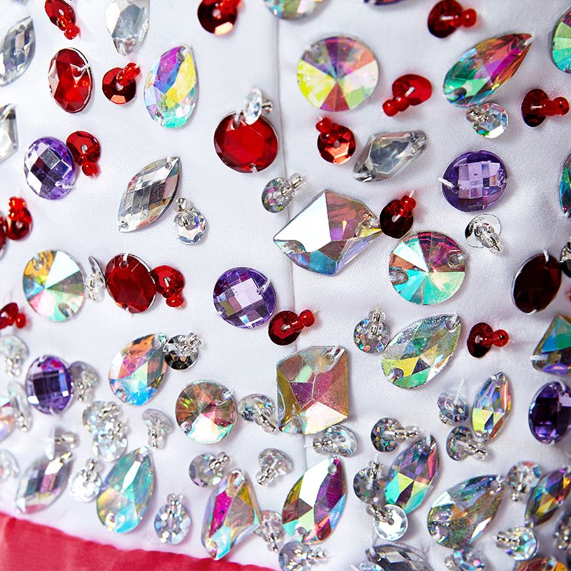 Vestido de fiesta de gasa con un solo hombro y corte en A con cristales