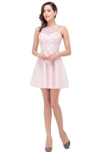 Lindos minivestidos de dama de honor con apliques y corte en A